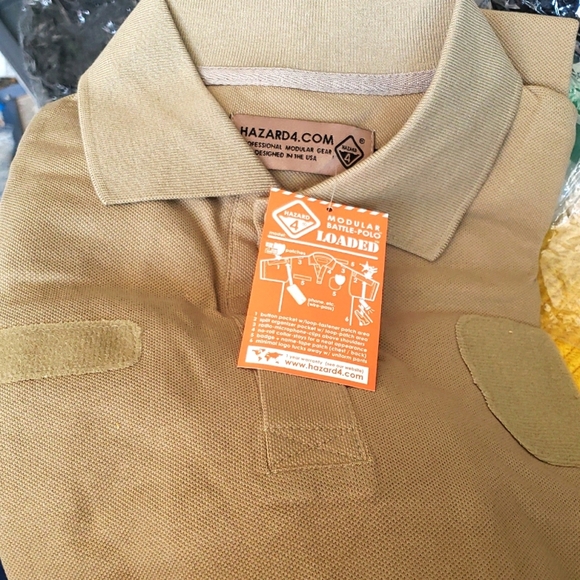 Hazard 4 Loaded ID Centric Modular Patch Polo Shirt In Desert Tan Size S - Picture 2 of 7